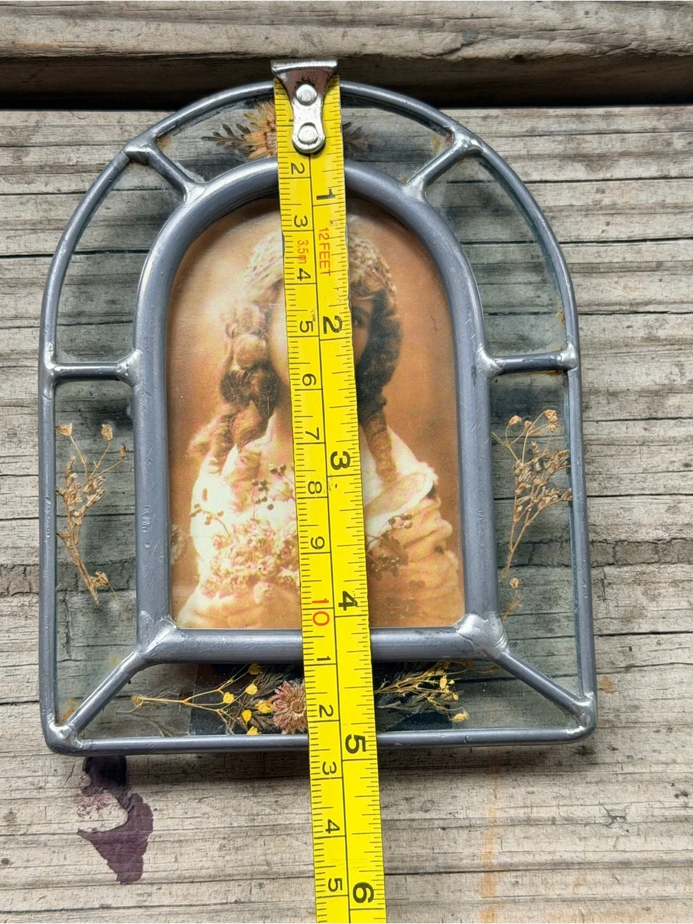 Vintage Pressed Floral Arched Picture Frame Cottagecore‎ Victorian shabby chic